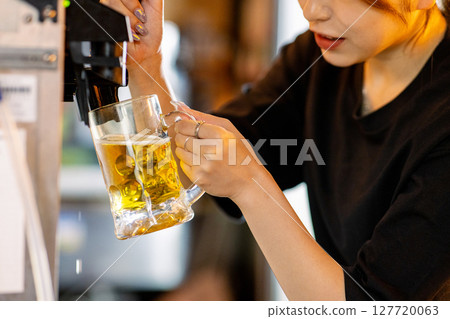 Woman working at a bar Woman working at a bar 127720063