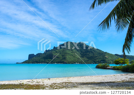 Scenic View of Maupiti Island from a Tropical Beach in French Polynesia 127720134