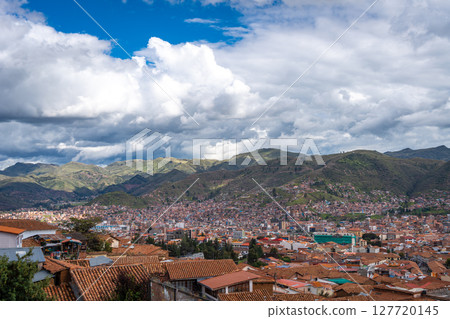 Panoramic View of Cusco, Peru, Surrounded by Andean Mountains 127720145