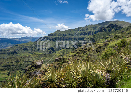 Rugged Rock Formations in the Andean Mountains at Waqrapukara, Peru 127720146