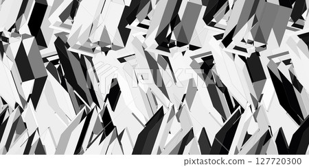 Dynamic 3D geometric seamless pattern. Modern black and white abstract background for textiles, packaging, web, and more. 127720300