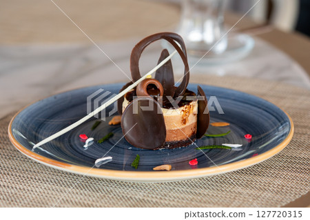 A Delicious Chocolate Dessert On The Table 127720315