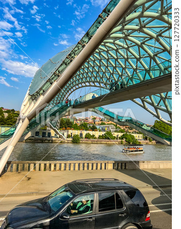 Side view of the Bridge of Peace in Tbilisi, Georgia. High quality photo 127720333