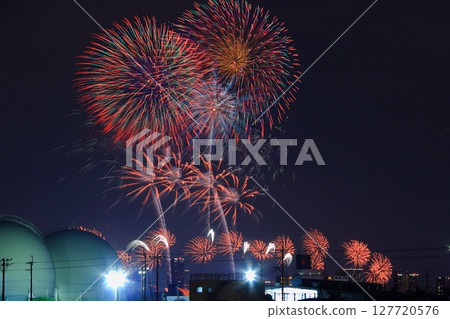 浪速淀川煙火大會（大阪市淀川區）從市中心眺望 127720576