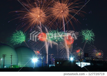 浪速淀川煙火大會（大阪市淀川區）從市中心眺望 127720719