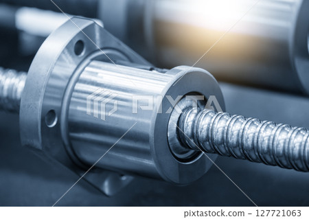 Closeup scene the group spare parts lead ball screw set in the light blue scene. 127721063