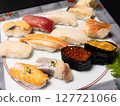 Nigiri sushi, sea urchin, fatty tuna 127721066