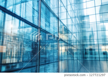 glass screen with faint digital patterns, cool tones, and large blank top half creates sharp and detailed atmosphere 127721297