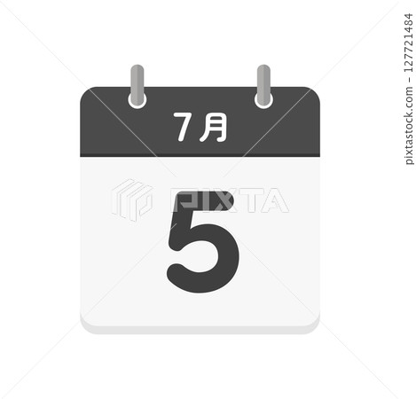 7 月 5 日日曆圖示 - 日本日曆插圖素材，日期為 7/5 127721484
