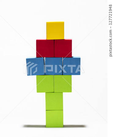 structure is built from children's blocks, toy, children's game structure is built from children's blocks, toy, children's game 127721948