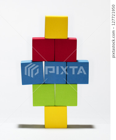 structure is built from children's blocks, toy, children's game structure is built from children's blocks, toy, children's game 127721950