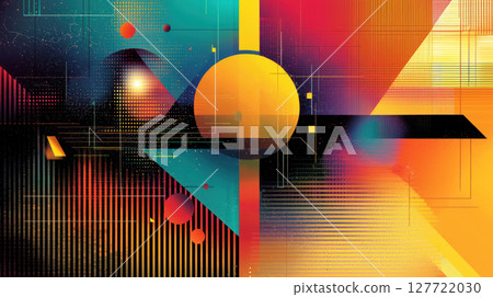 Abstract geometric shapes in vibrant colors represent innovation and creativity 127722030