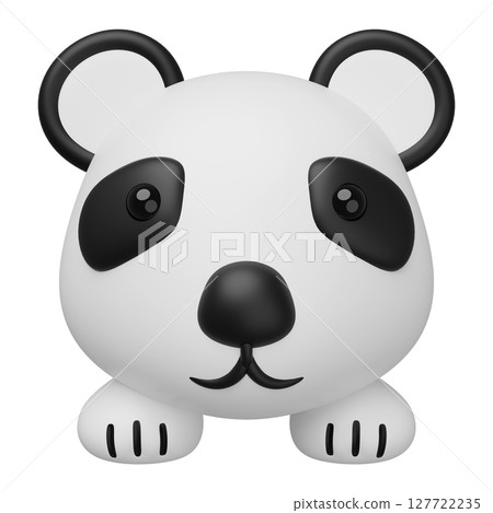 3d cute panda head icon with foot isolated. mascot, character, logo, cartoon style, 3d render illustration 3d cute panda head icon with foot isolated. mascot, character, logo, cartoon style, 3d render illustration 127722235