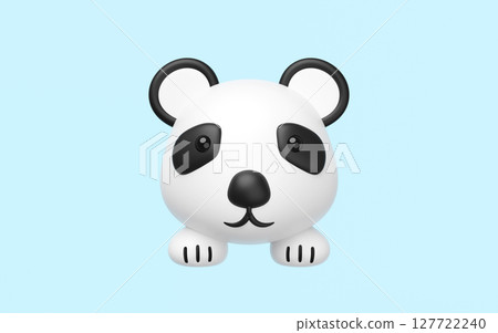 3d cute panda head icon with foot isolated on blue background. mascot, character, logo, cartoon style, 3d render illustration 3d cute panda head icon with foot isolated on blue background. mascot, character, logo, cartoon style, 3d render illustration 127722240