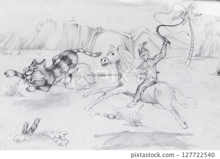 pencil drawing illustration, sketch, hand made 127722540