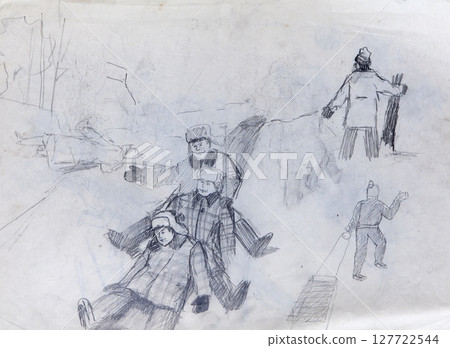 pencil drawing illustration, sketch, hand made pencil drawing illustration, sketch, hand made 127722544