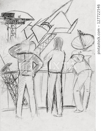pencil drawing illustration, sketch, hand made 127722546