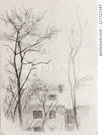 pencil drawing illustration, sketch, hand made 127722547