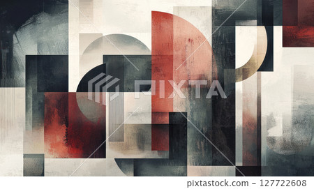 Abstract shapes desaturated tones muted palette minimal geometric art design, expressing calm ambiance 127722608