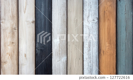 Calm wooden planks desaturated colors weathered texture showing aged patterns 127722616