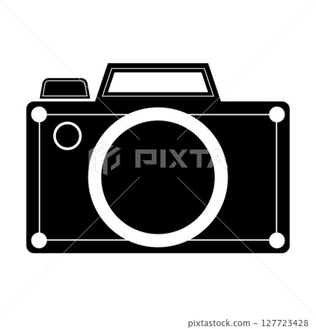 Simple and flat black and white camera icon on white background 127723428
