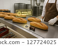 Cross Contamination Alert in Industrial Bakery Production Line Due to Foreign Metal Objects on Conveyor Near Fresh Wheat Bread and Inadequate Maintenance Tool Oversight 127724025