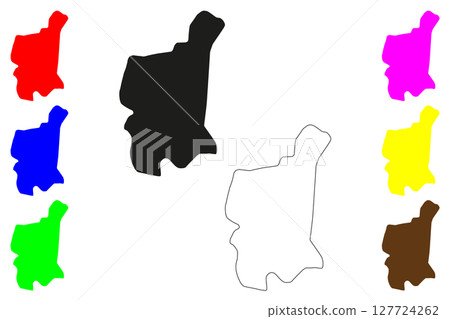 Pilibhit city (Republic of India, State of Uttar Pradesh) map vector illustration, scribble sketch Pilibhit map 127724262