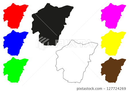 Purnia city (Republic of India, State of Bihar) map vector illustration, scribble sketch Purnea map 127724269