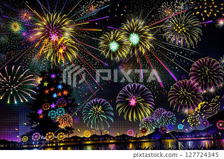 Fireworks reflected in the water 127724345