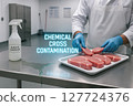 Cross Contamination from Alkaline Degreaser Spill Near Raw Pork During Handling in Meat Processing Facility Indicates Critical Chemical Hazard in Food Safety Engineering 127724376