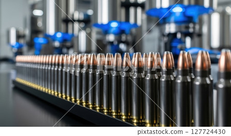 Shiny rifle ammunition cartridges precisely...-插圖素材 [127724430] - PIXTA圖庫