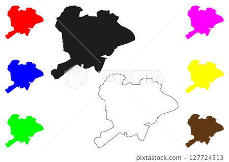 Salem city (Republic of India, State of Tamil Nadu) map vector illustration, scribble sketch Salem map 127724513
