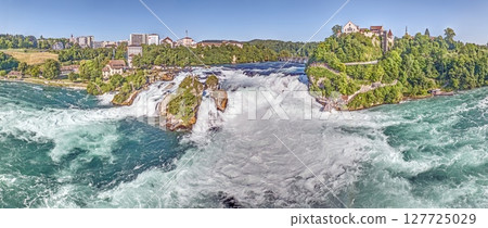 Panorama of Rhine Falls and Schloss Laufen in Schaffhausen 127725029