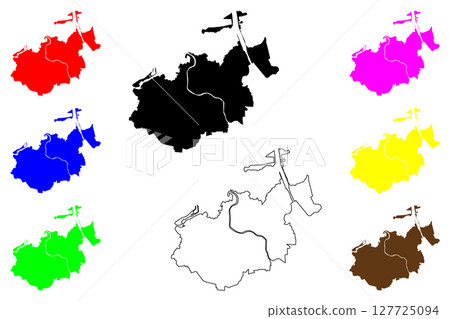 Banda Aceh city (Republic of Indonesia, Region Sumatra) map vector illustration, scribble sketch Kutaraja map 127725094