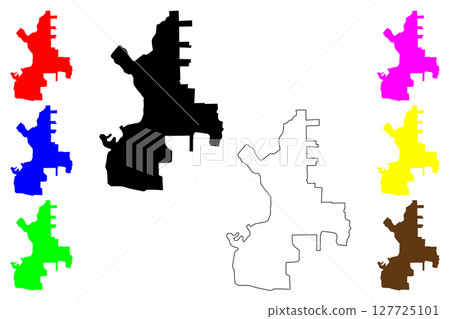 Binjai city (Republic of Indonesia, Region Sumatra) map vector illustration, scribble sketch Binjai map Binjai city (Republic of Indonesia, Region Sumatra) map vector illustration, scribble sketch Binjai map 127725101