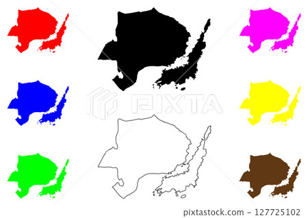Bitung city (Republic of Indonesia, Region Sulawesi) map vector illustration, scribble sketch Bitung map Bitung city (Republic of Indonesia, Region Sulawesi) map vector illustration, scribble sketch Bitung map 127725102