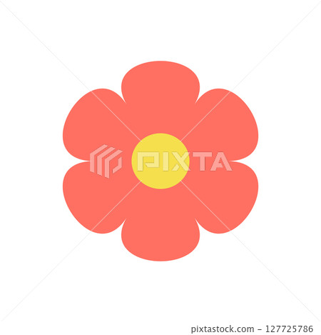 Pink flower with a yellow center in flat cartoon style. Vector Pink flower with a yellow center in flat cartoon style. Vector 127725786