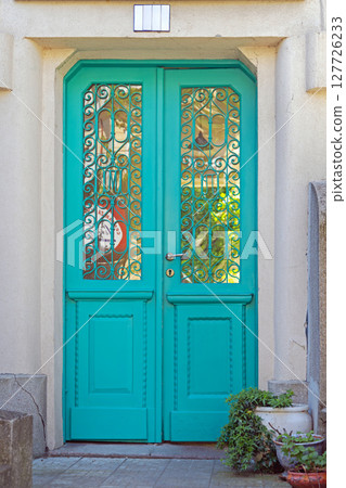 Double Turquoise Doors 127726233