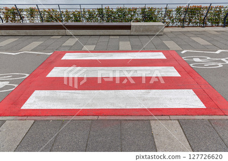 Bike Lane Pedestrian Crossing Bike Lane Pedestrian Crossing 127726620