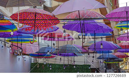 Parasols Umbrella Over Street Parasols Umbrella Over Street 127726689