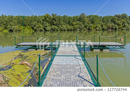 Pontoon Dock Danube River 127726744
