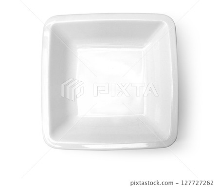 Empty square white bowl isolated on white background 127727262
