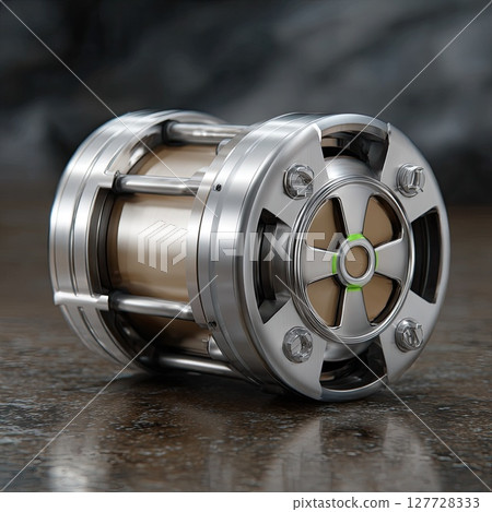 Bright blue glow from a nuclear reactor core illuminates a sleek laboratory filled with circular tanks and glowing vials Bright blue glow from a nuclear reactor core illuminates a sleek laboratory filled with circular tanks and glowing vials 127728333