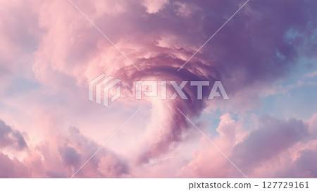 Swirling Pink and Purple Cloud Formation in a Serene Sky 127729161