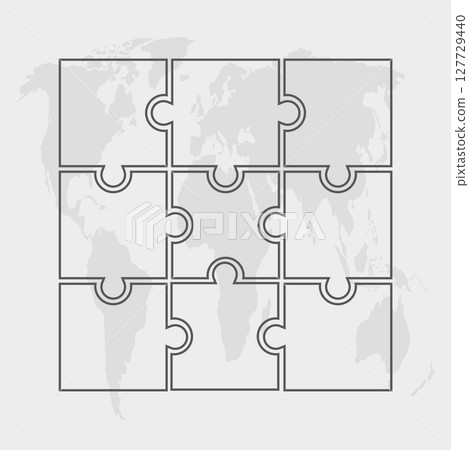 Puzzle diagram infographic process on 9 parts 127729440