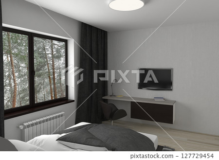 residential interior visualization, 3D illustration, cg 127729454