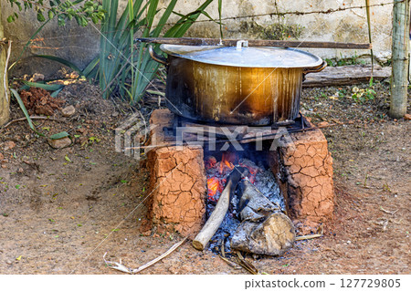 Food being prepared in the backyard Food being prepared in the backyard 127729805