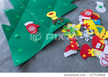 Christmas tree educational toy, Cognitive skills, Montessori activity.  127729968