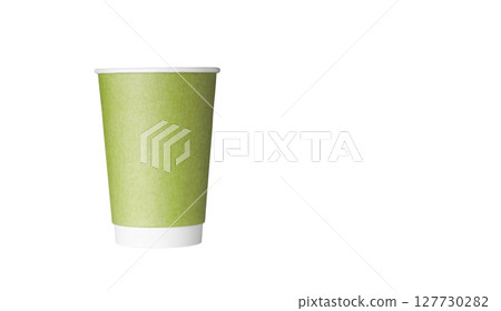 cardboard glass of green color, for coffee or tea on an isolated white background cardboard glass of green color, for coffee or tea on an isolated white background 127730282