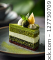 Green matcha cake pistachio, Dubai chocolate style. AI Generative 127730709
